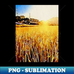 golden fields and train lines - aesthetic sublimation digital file - capture imagination with every detail