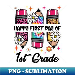 first day of 1st grade teacher leopard pencil back to school - decorative sublimation png file - transform your sublimation creations