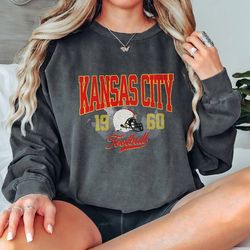 comfort colors football sweatshirt, vintage kc football crewneck, kc football fans sweatshirt