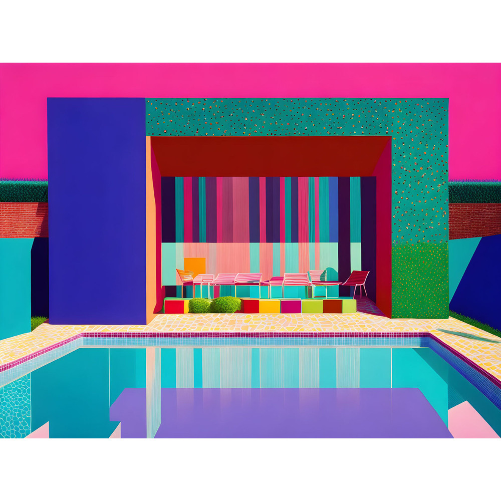 Swimming Pool 02 BauhausArchitectureStill Life Colorful up to 150 x 150 cm Gallery PrintCanvas PrintXXL PrintXXL FormatsAlu DibondPop Art.jpg