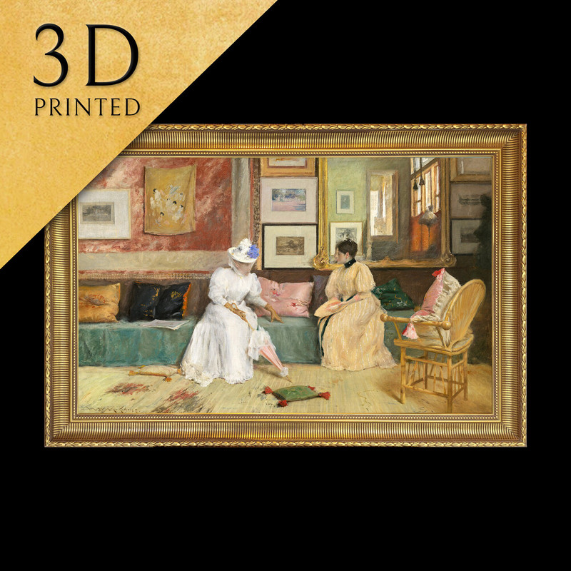 A Friendly Call by William Merritt Chase, 3d Printed with texture and brush strokes looks like original oil-painting, code362.jpg
