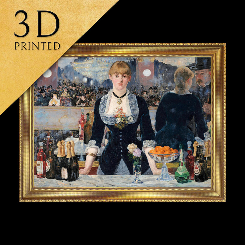 A bar at the Folies Bergere by Edouard Manet, 3d Printed with texture and brush strokes looks like original oil-painting, code014.jpg