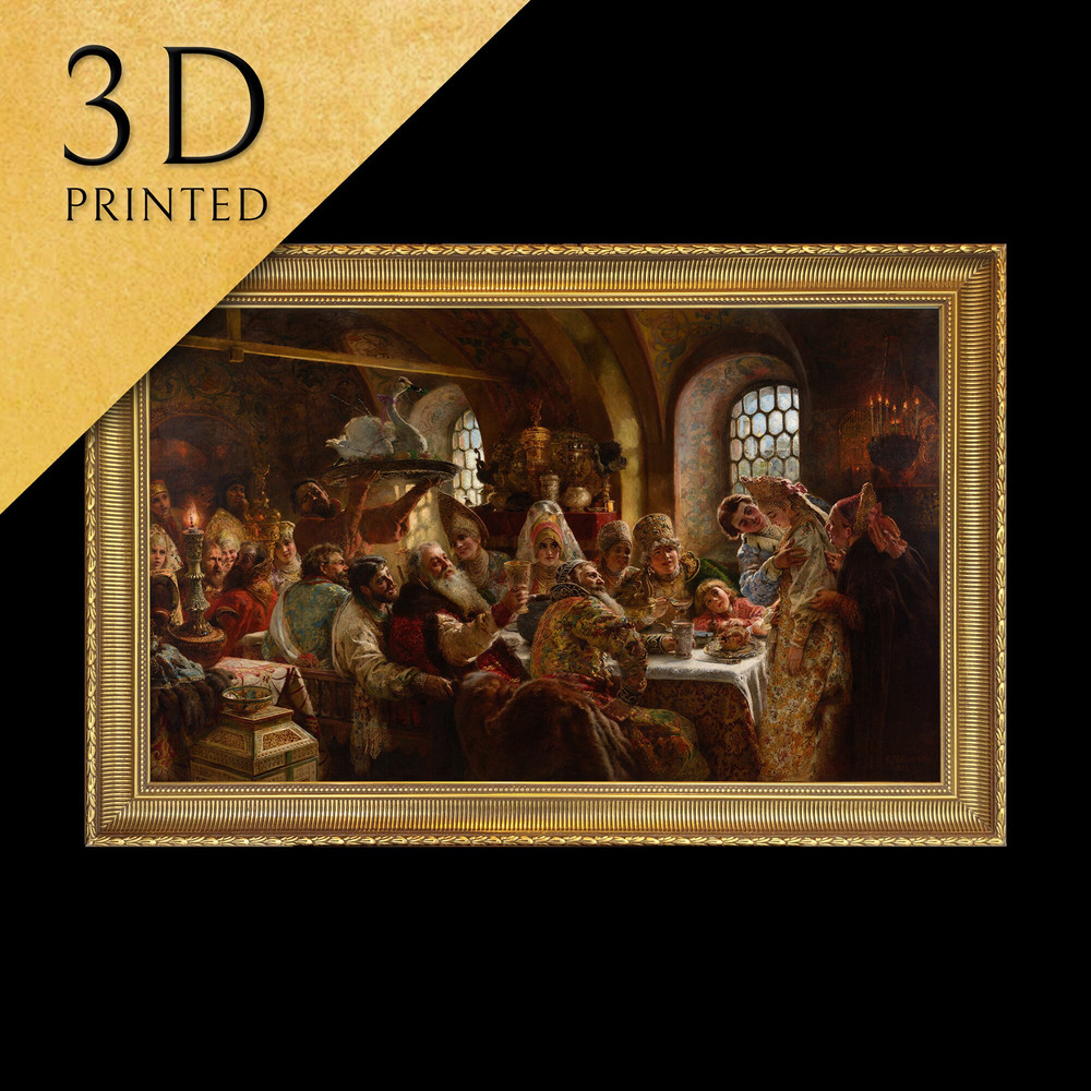 A Boyar Wedding Feast by Konstantin Makovski, 3d Printed with texture and brush strokes looks like original oil-painting, code159.jpg