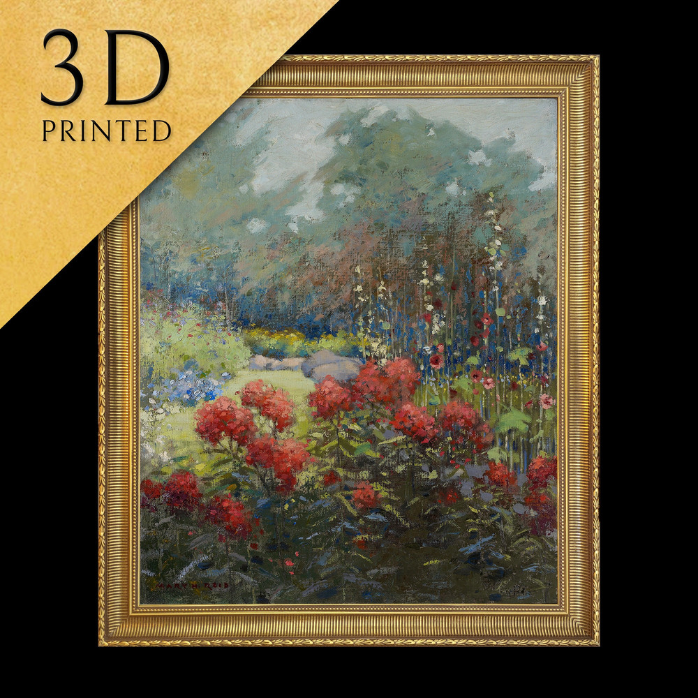 A Garden in September by Mary Hiester Reid, 3d Printed with texture and brush strokes looks like original oil-painting, code296.jpg