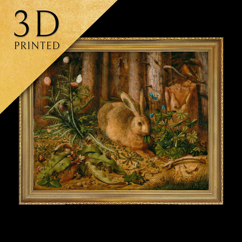 A Hare in the Forest by Hans Hofmann, 3d Printed with texture and brush strokes looks like original oil-painting, code033.jpg