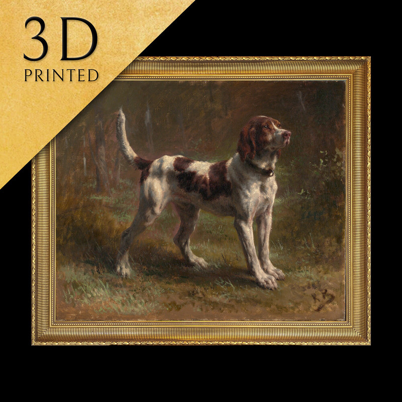 A Limier Briquet Hound by Rosa Bonheur, 3d Printed with texture and brush strokes looks like original oil-painting, code201.jpg