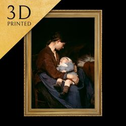 a mother by elizabeth nourse, 3d printed with texture and brush strokes looks like original oil-pain