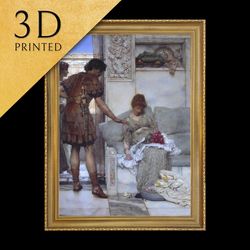 a silent greeting by lawrence alma-tadema, 3d printed with texture and brush strokes looks like orig