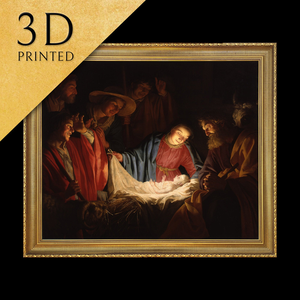Adoration of the Shepherds by Gerard van Honthorst, 3d Printed with texture and brush strokes looks like original oil-painting, code516.jpg
