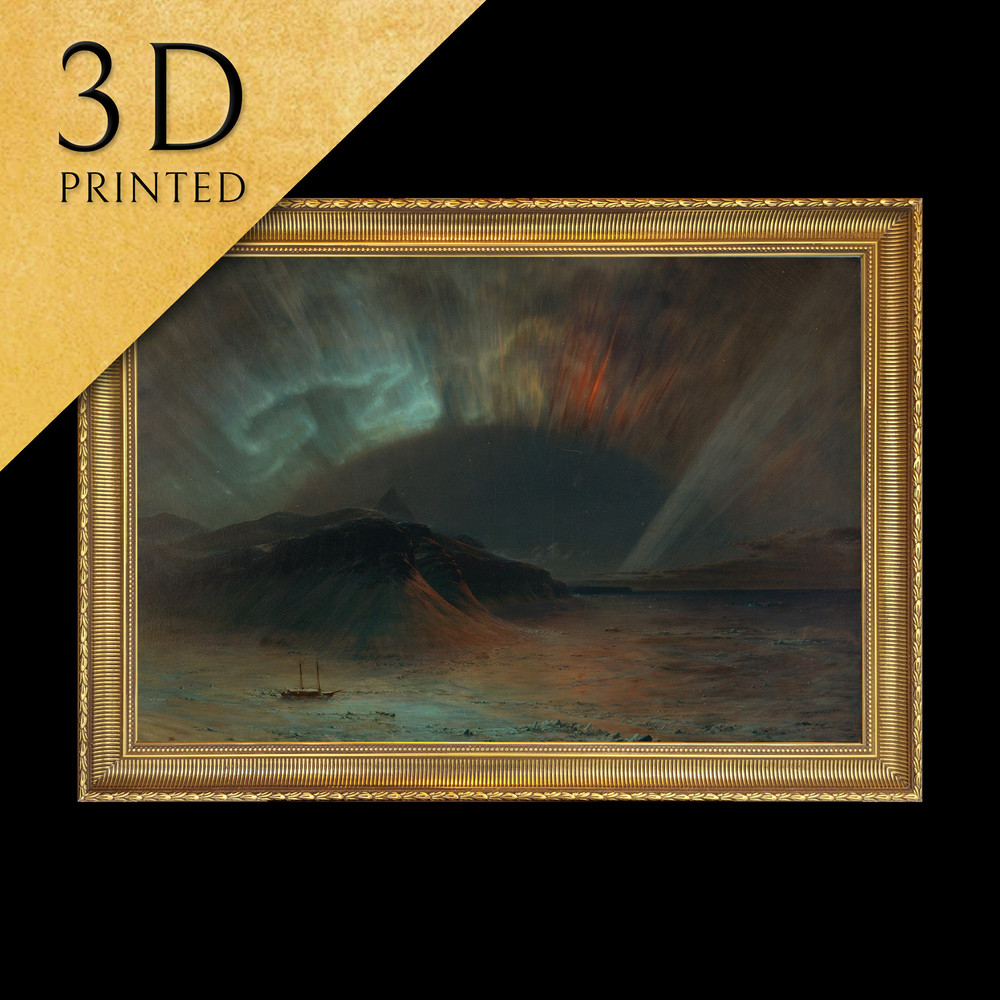 Aurora Borealis by Frederic Edwin Church, 3d Printed with texture and brush strokes looks like original oil-painting, code151.jpg