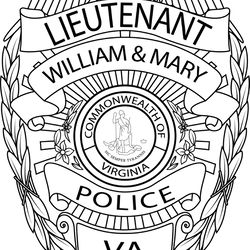 lieutenant virginia police badge vector file black white vector outline or line art file for cnc laser cutting, wood, me