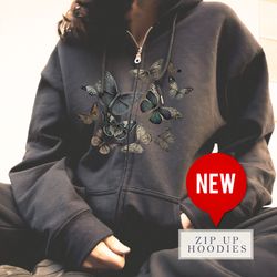 vintage butterfly zip up hoodie whimsigoth butterflies zipup hoodie retro full zip sweatshirt zip-up hoodie aesthetic c