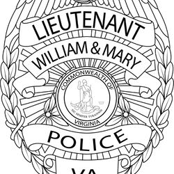 lieutenant virginia police badge second version vector file 2 black white vector outline or line art file