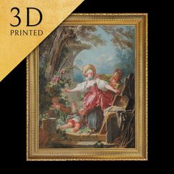 blind mand buff by jean honorre fragonard, 3d printed with texture and brush strokes looks like orig