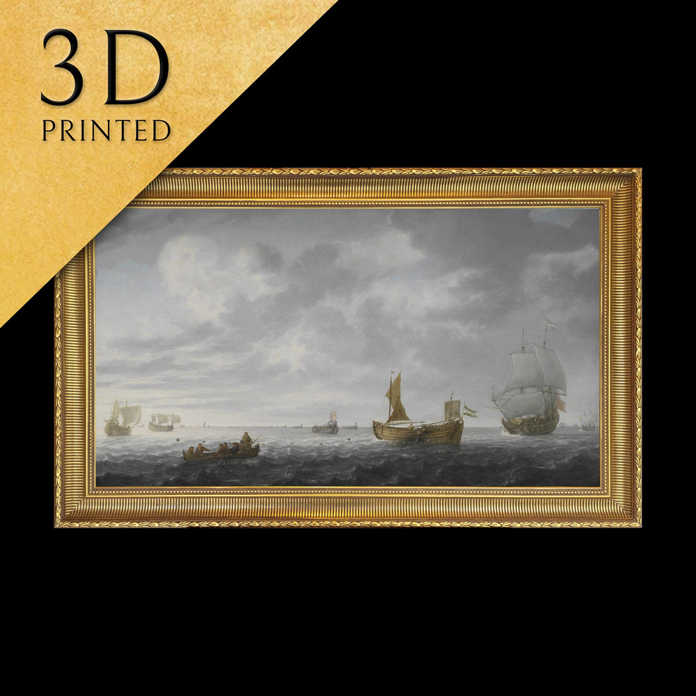 Boats Shooting their Nets by Simon de Vlieger-Dutch, 3d Printed with texture and brush strokes looks like original oil-painting, code411.jpg