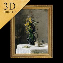 bouquet of wild flowers by hans thoma, 3d printed with texture and brush strokes looks like original