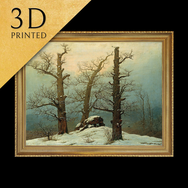 Cairn in Snow by Caspar David Friedrich, 3d Printed with texture and brush strokes looks like original oil-painting, code488.jpg