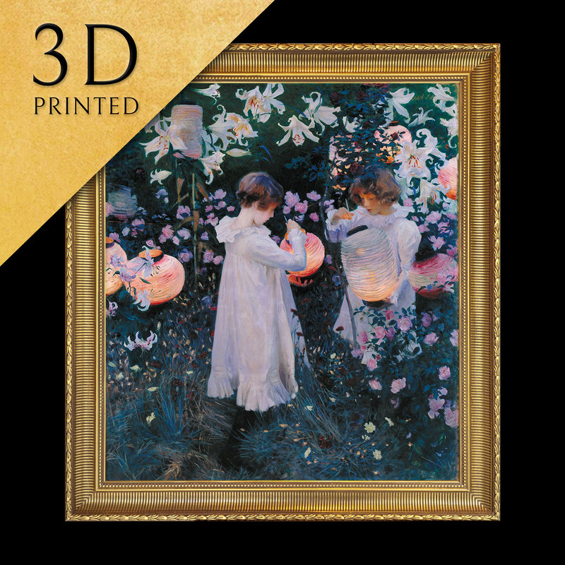 Carnation, Lily, Lily, Rose by John Singer Sargent, 3d Printed with texture and brush strokes looks like original oil-painting, code193.jpg