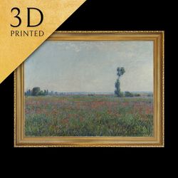 champ de coquelicots by claude monet, 3d printed with texture and brush strokes looks like original