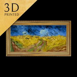 crows by vincent van gogh, 3d printed with texture and brush strokes looks like original oil-paintin