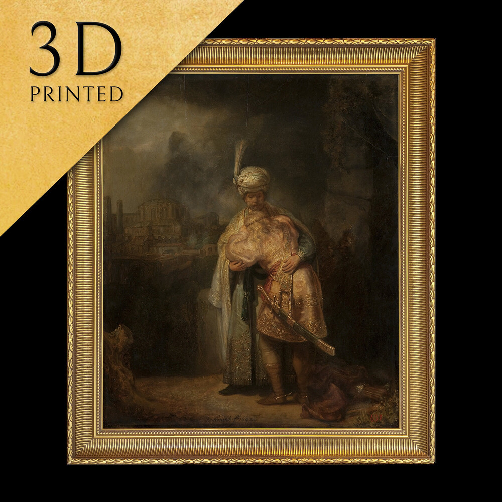 David and Jonathan by Rembrandt, 3d Printed with texture and brush strokes looks like original oil-painting, code210.jpg