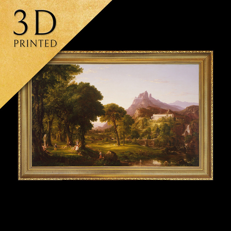 Dream of Arcadia by Thomas Cole, 3d Printed with texture and brush strokes looks like original oil-painting, code162.jpg