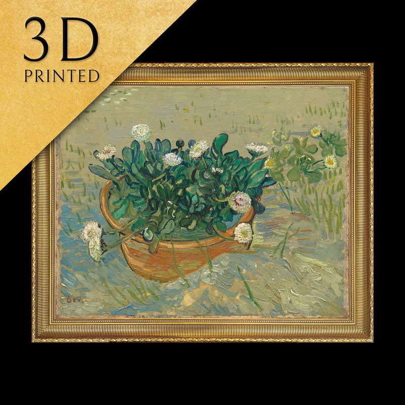 Daisies, Arles by Vincent van Gogh, 3d Printed with texture and brush strokes looks like original oil-painting, code422.jpg