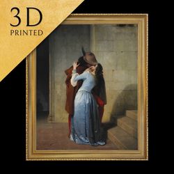 el beso by francesco hayez,3d printed with texture and brush strokes looks like original oil-paintin