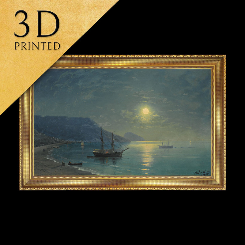 Evening in Crimea by Ivan Aivazovsky, 3d Printed with texture and brush strokes looks like original oil-painting, code090.jpg