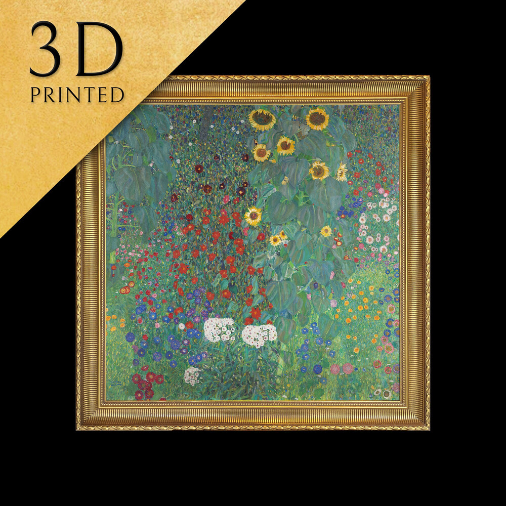 Farm Garden with Sunflowers by Gustav Klimt, 3d Printed with texture and brush strokes looks like original oil-painting, code113.jpg
