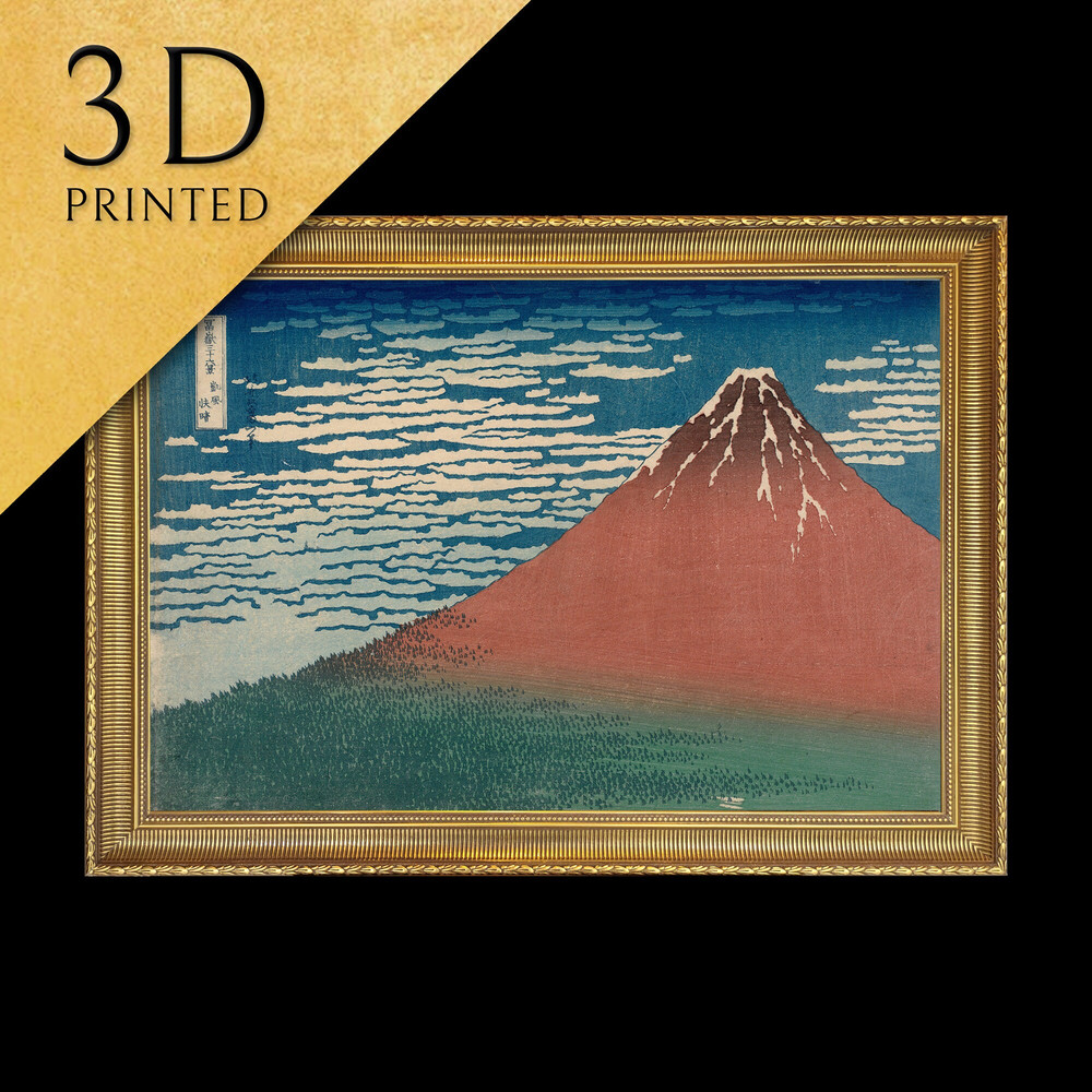 Fine Wind, Clear Weather by Hokusai, 3d Printed with texture and brush strokes looks like original oil-painting, code316.jpg