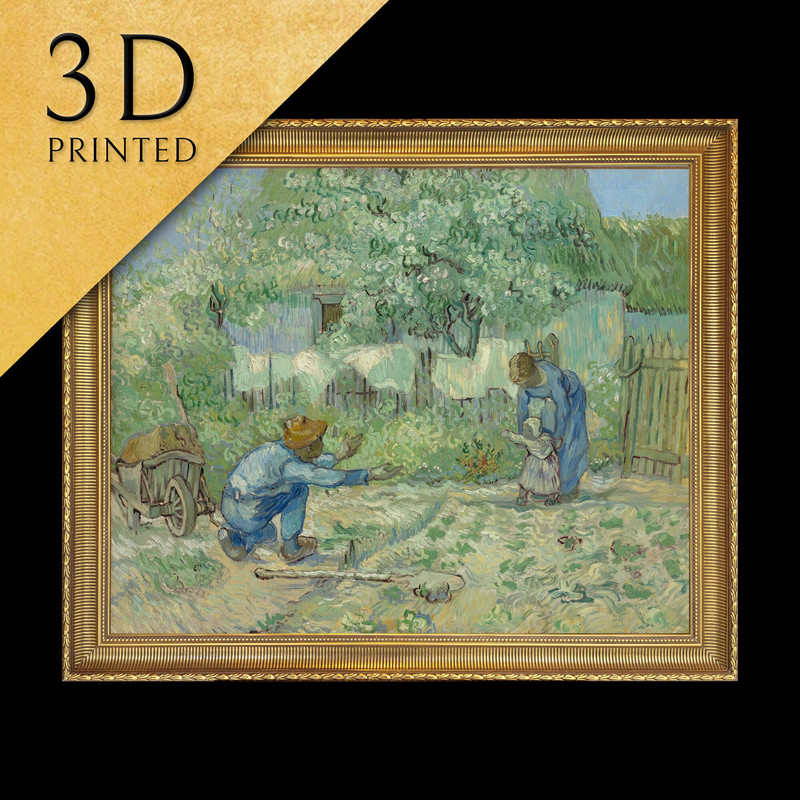First Steps After Millet by Vincent Van Gogh, 3d Printed with texture and brush strokes looks like original oil-painting, code126.jpg