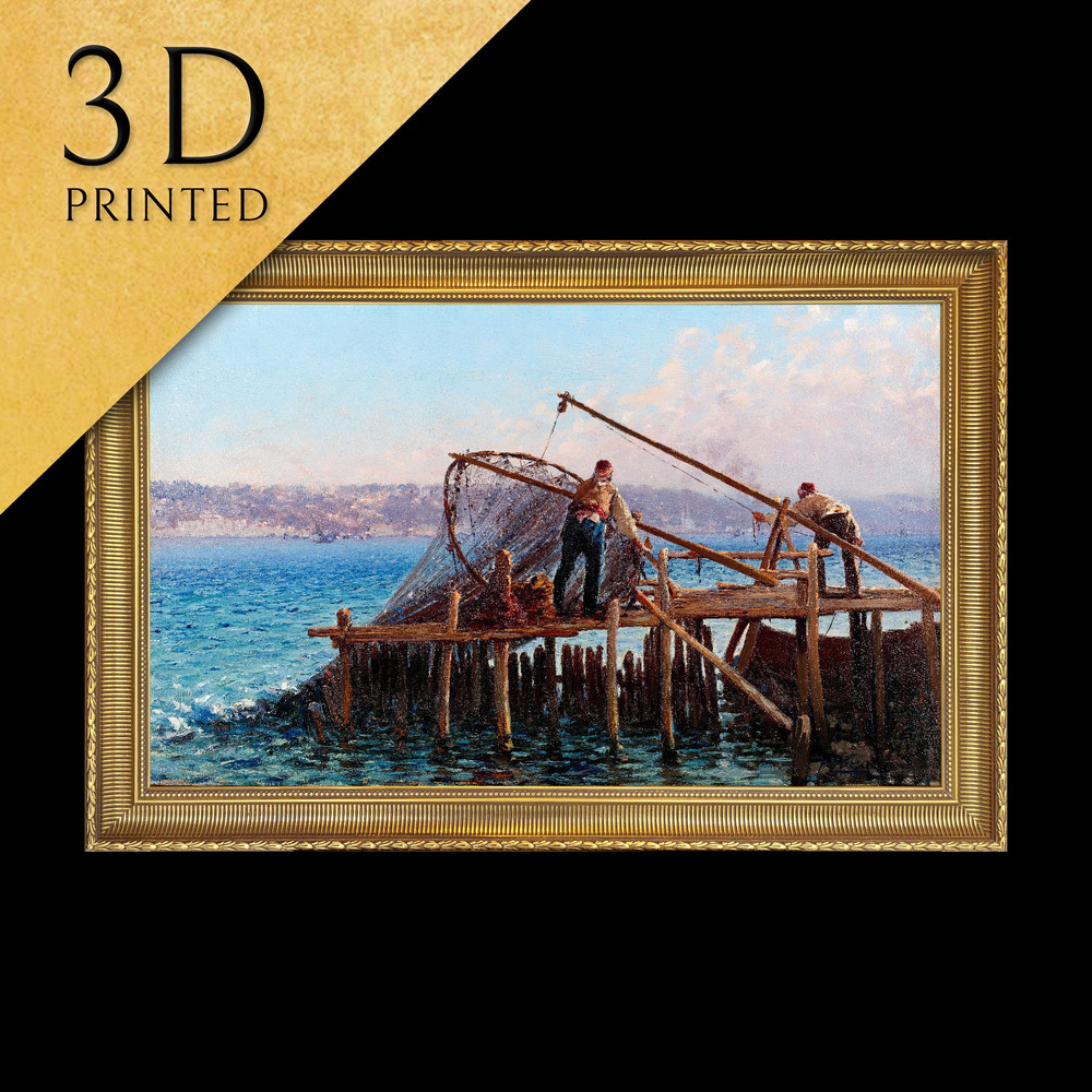 Fishermen Bringing in the Catch by Fausto Zonaro, 3d Printed with texture and brush strokes looks like original oil-painting, code028.jpg