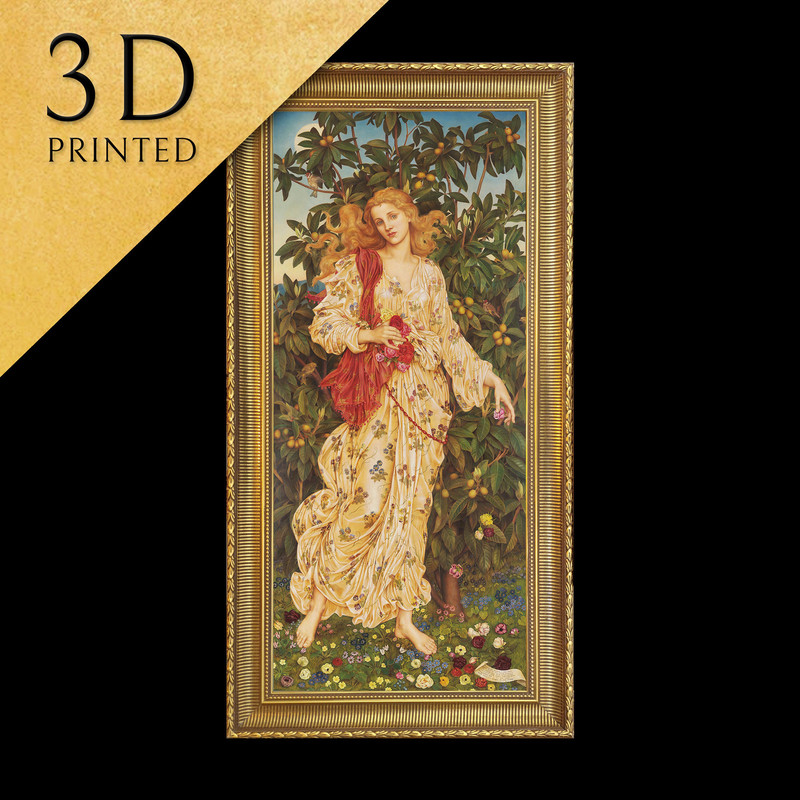 Flora by Evelyn De Morgan, 3d Printed with texture and brush strokes looks like original oil-painting, code245.jpg