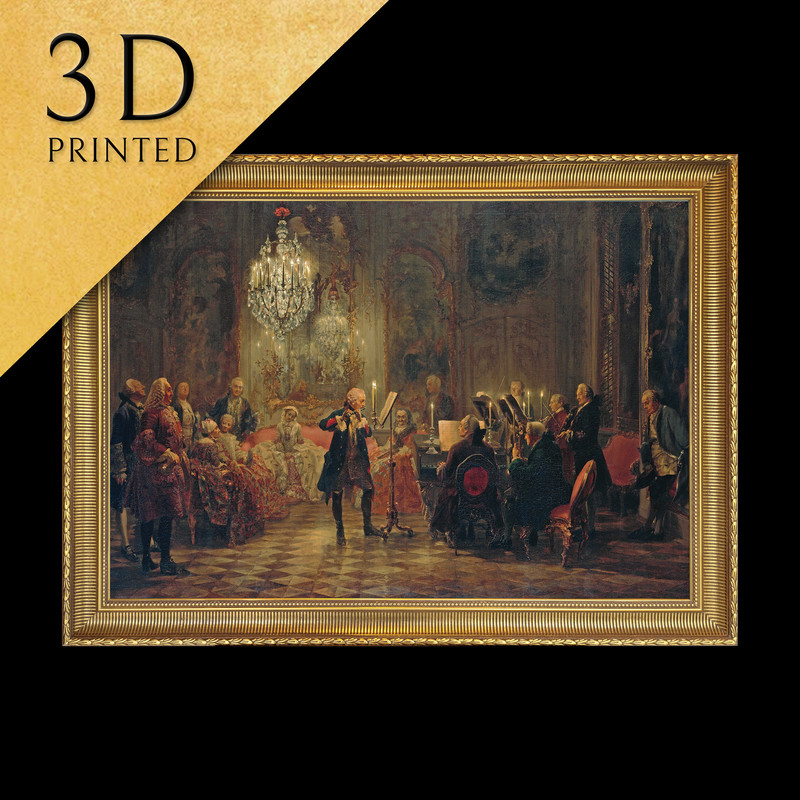 Flute Concert by Adolph Menzel, 3d Printed with texture and brush strokes looks like original oil-painting, code085.jpg