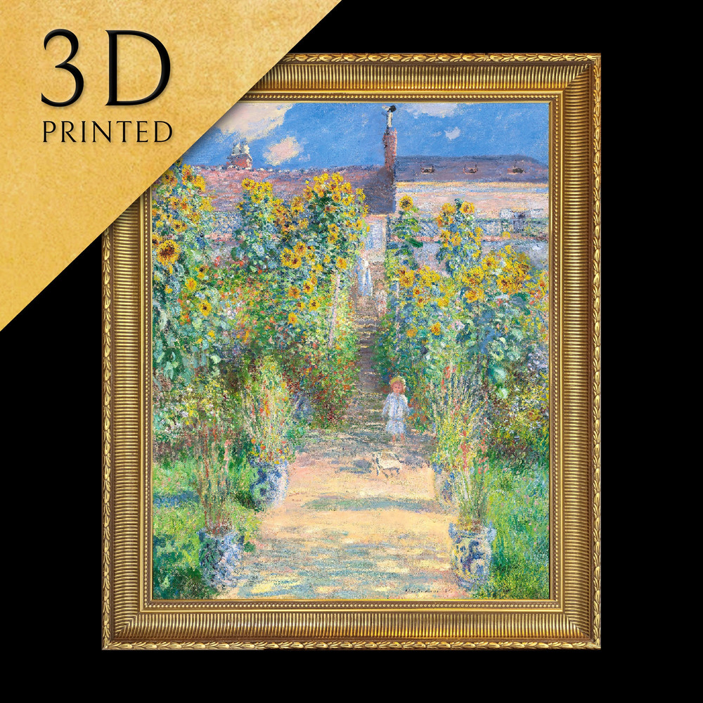 Garden with Sunflowers by Claude Monet, 3d Printed with texture and brush strokes looks like original oil-painting, code017.jpg
