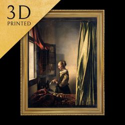 girl reading a letter by johannes vermeer, 3d printed with texture and brush strokes looks like orig