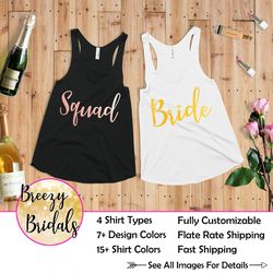bachelorette party shirts, squad tank top, bride squad shirts, bachelorette tanks, bridal party shirts, bride squad tank