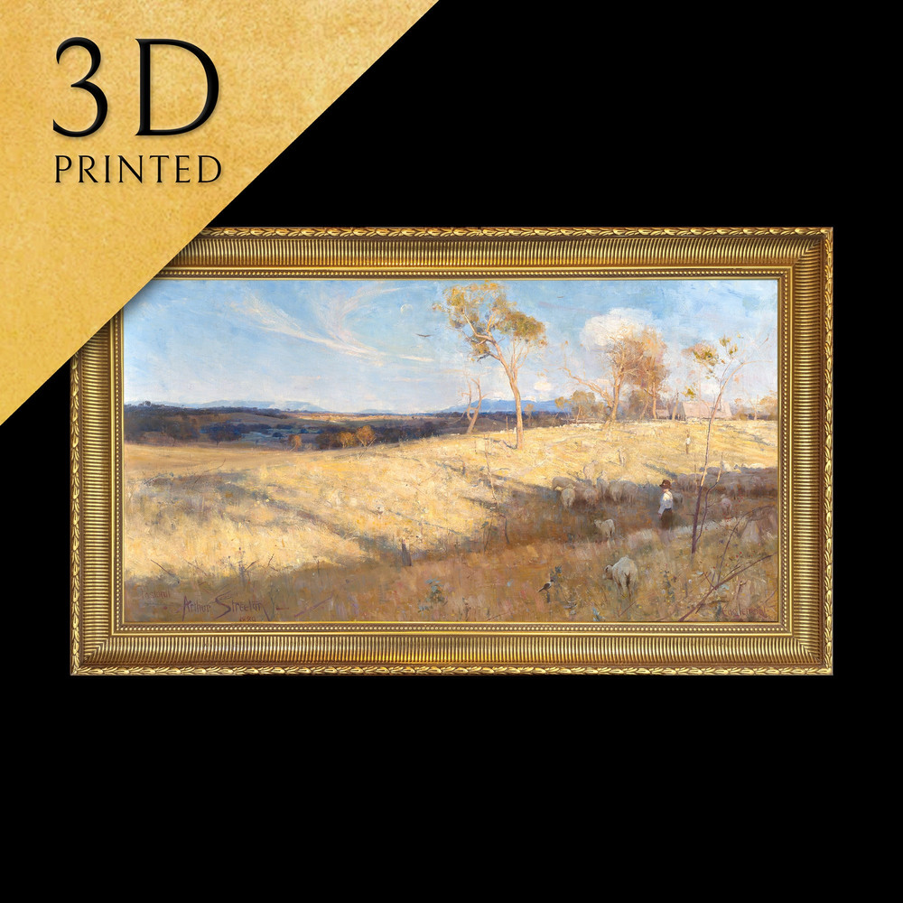 Golden Summer Eaglemont by Arthur Streeton, 3d Printed with texture and brush strokes looks like original oil-painting, code129.jpg