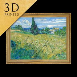 green wheat by vincent van gogh, 3d printed with texture and brush strokes looks like original oil-p