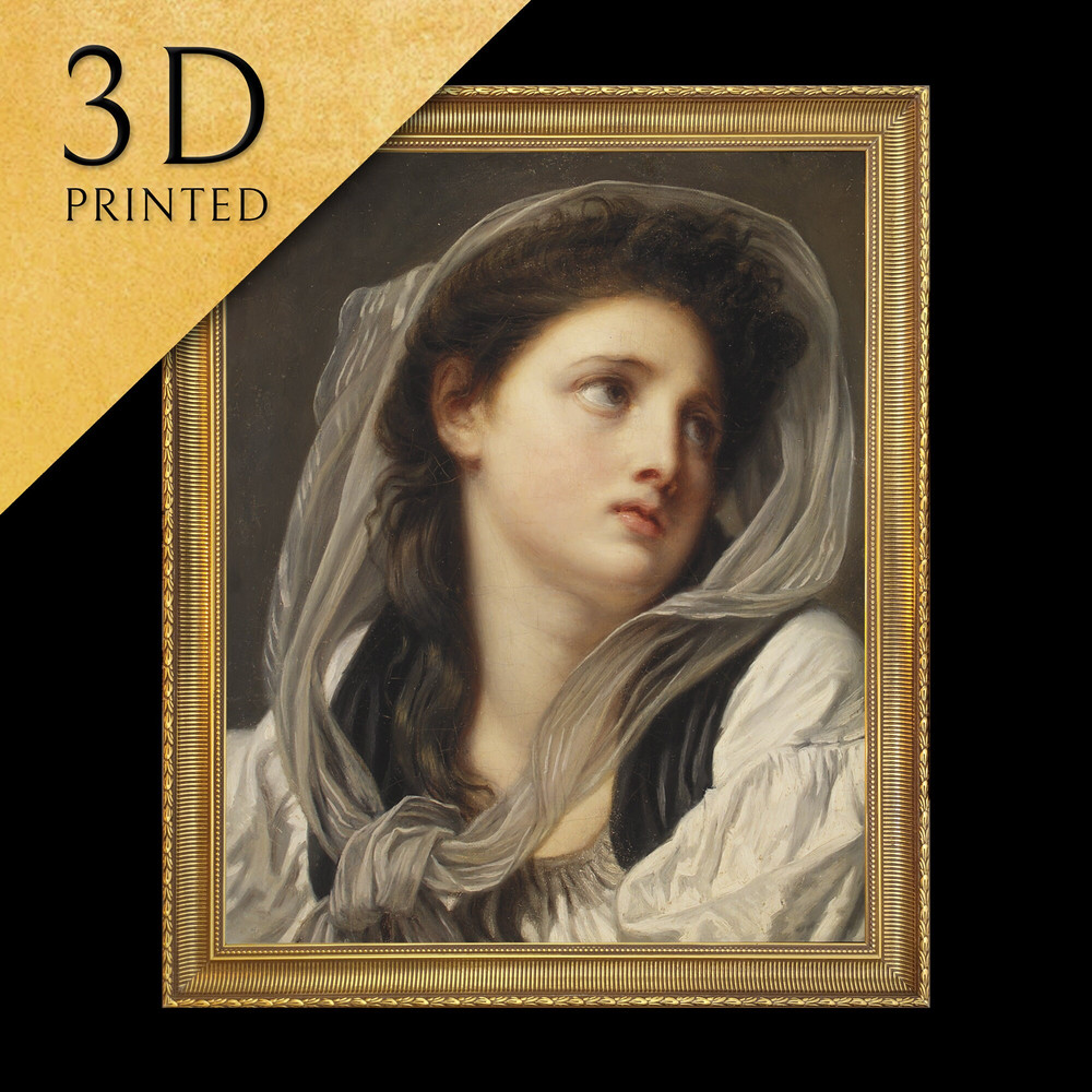 Head of a Young Woman by Jean Baptiste Grueze, 3d Printed with texture and brush strokes looks like original oil-painting, code236.jpg
