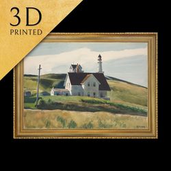 hill and houses, cape elizabeth by edward hopper, 3d printed with texture and brush strokes looks li