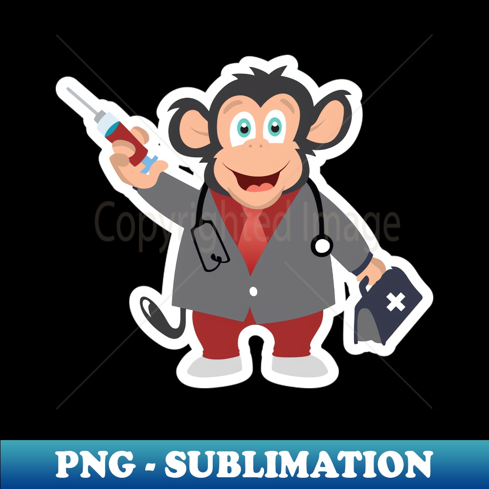 YP-25078_Monkey Doctor Mascot Sticker logo design Health and care icon concept Monkey doctor with injection sticker vector design 4440.jpg