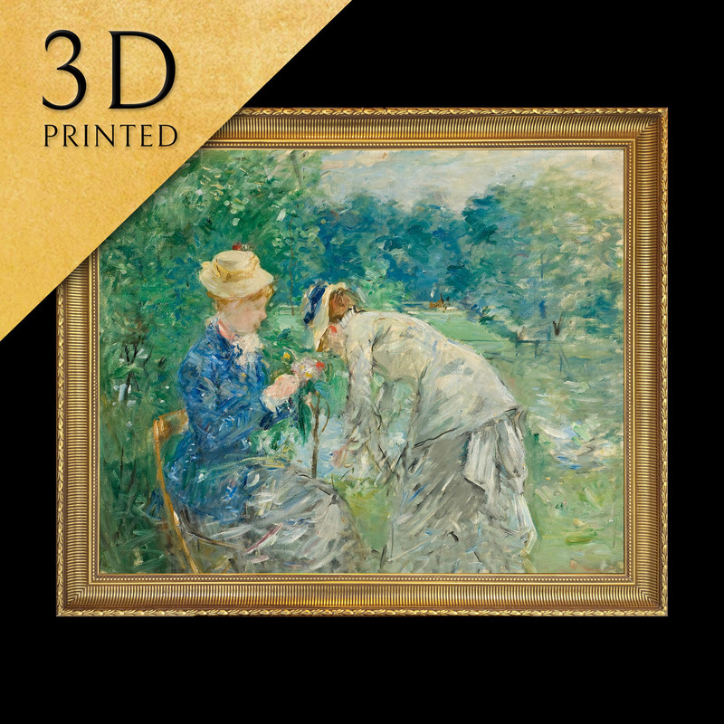 In the Bois de Boulogne by Berthe Morisot, 3d Printed with texture and brush strokes looks like original oil-painting, code322.jpg