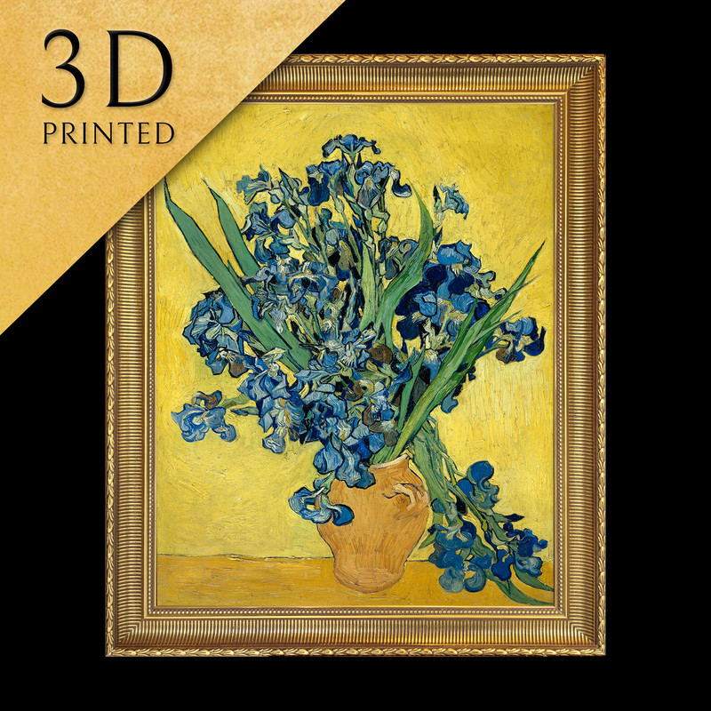 Irises by Vincent Van Gogh, 3d Printed with texture and brush strokes looks like original oil-painting, code060.jpg