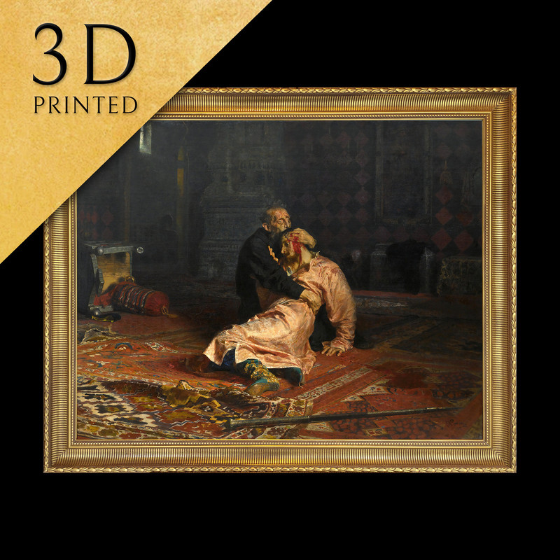 Ivan the Terrible and His Son Ivan by Ilya Repin, 3d Printed with texture and brush strokes looks like original oil-painting, code506.jpg