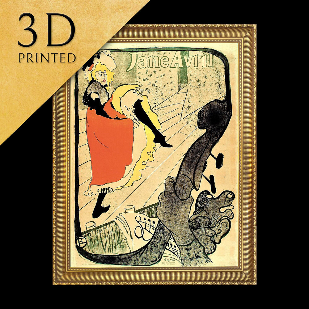 Jane Avril by Henri de Toulouse-Lautrec, 3d Printed with texture and brush strokes looks like original oil-painting, code469.jpg