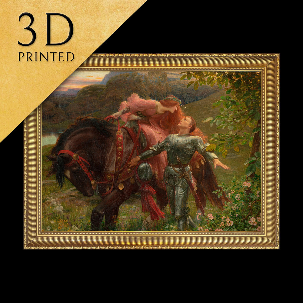 La Belle Dame sans Merci by Frank Dicksee, 3d Printed with texture and brush strokes looks like original oil-painting, code237.jpg