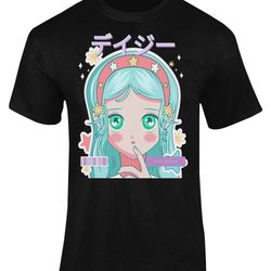 cute girl manga t-shirt star headband anime tshirt japanese style top