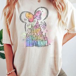 disney minnie castle shirt, disney vacation shirt, disneyland shirt, family vacation shirt, disney watercolor castle